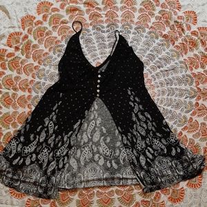 Black patterned UO blouse